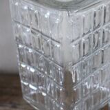 Vintage glass water carafe with rectangular vase.