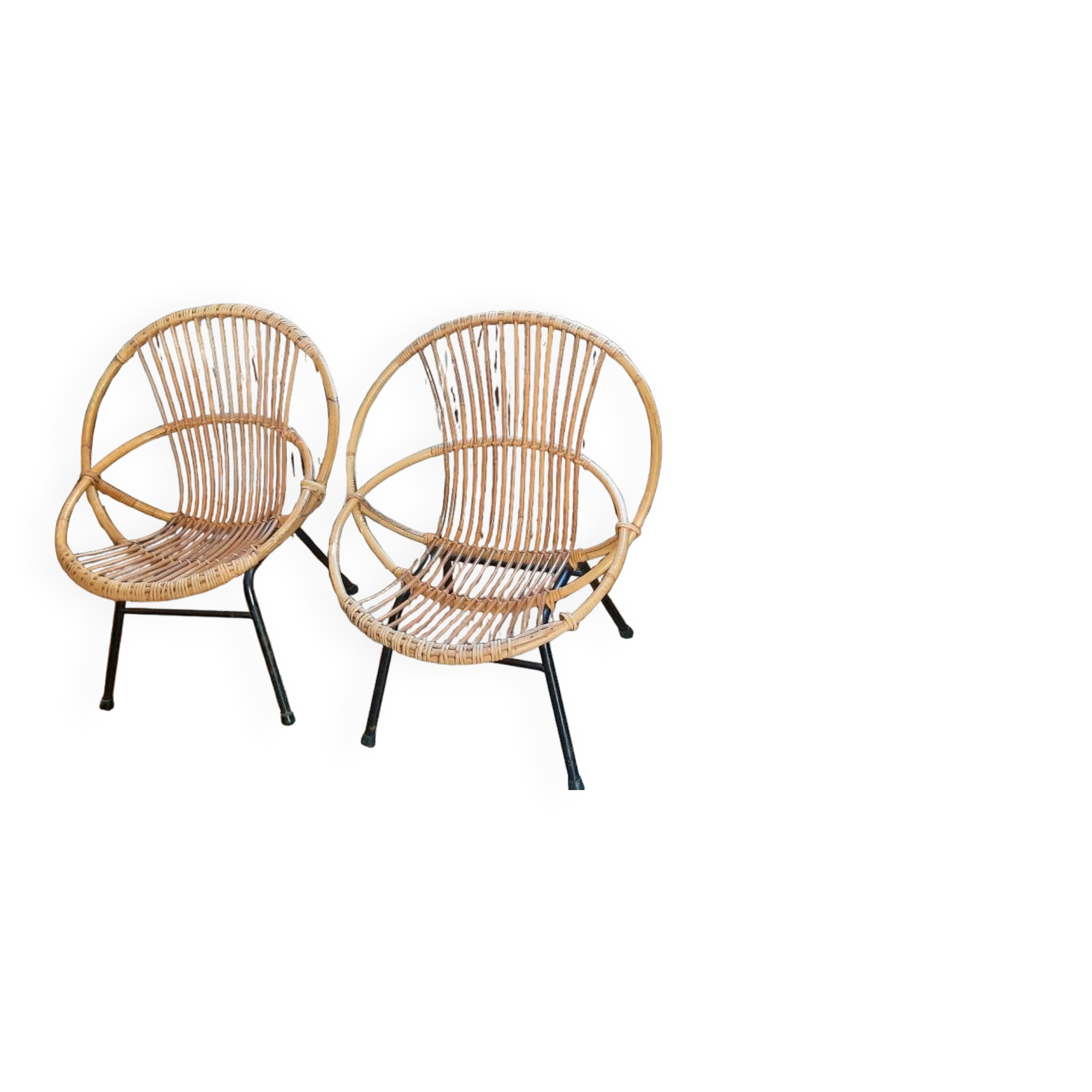 Pair of rattan armchairs