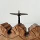 Vintage chandelier in solid oak and wrought iron.