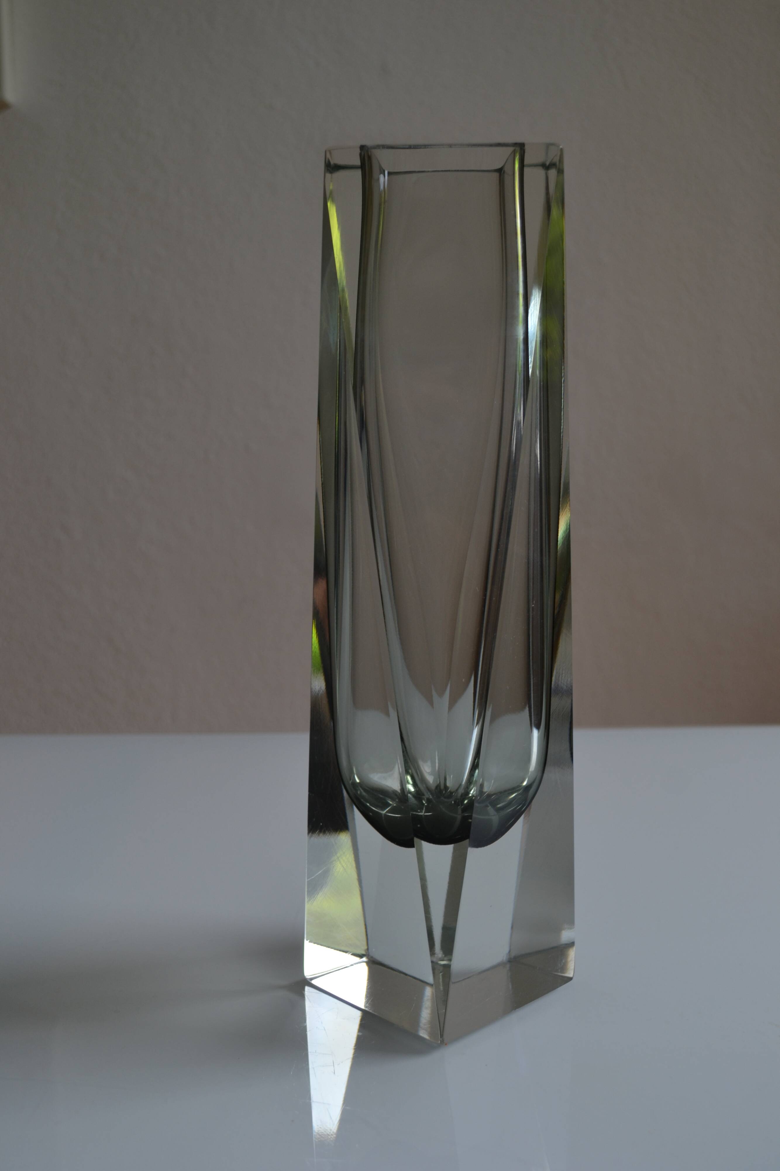 Murano Sommerso Vase Gray Blue 30 cm Vintage 1970