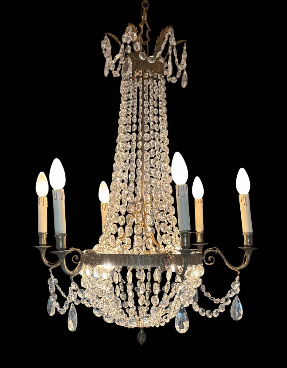 Lustre à pampilles de Style Empire