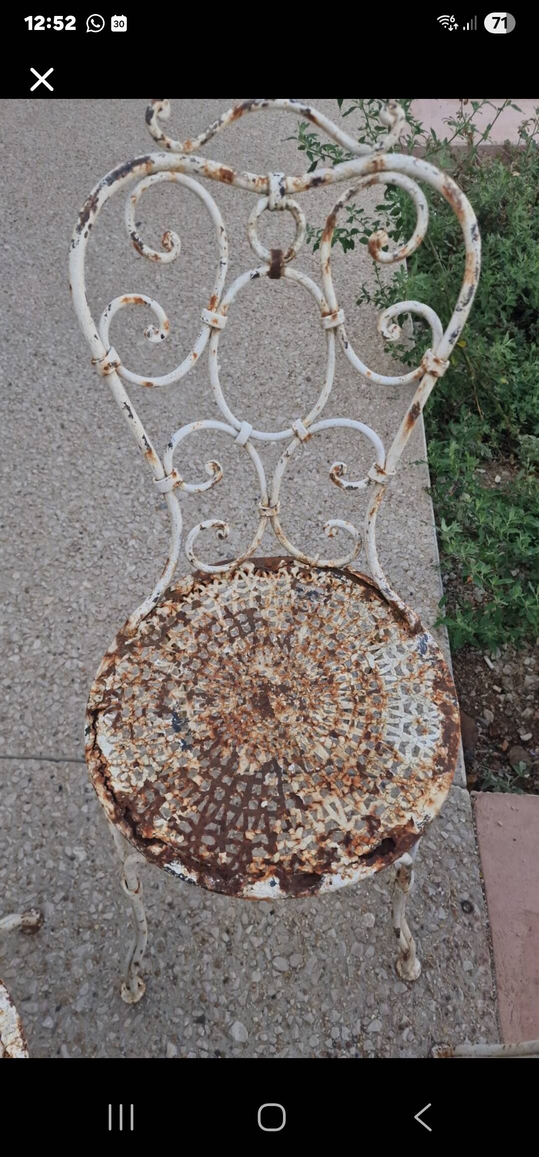 Lot de 4 chaises de jardin en fer forgé ancien