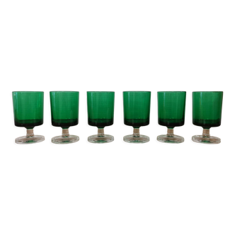 6 verres apéritif ou vin blanc Luminarc 'Cavalier' couleur vert bouteille