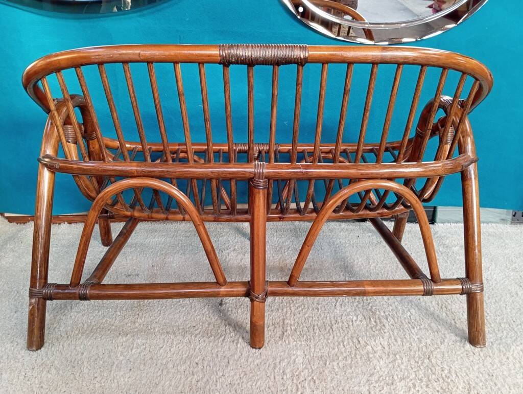 80s rattan bench