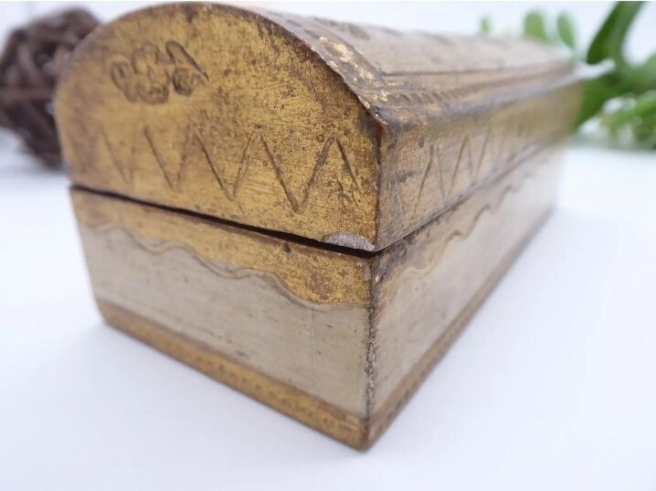 Florentine wooden stamp box, vintage Italy