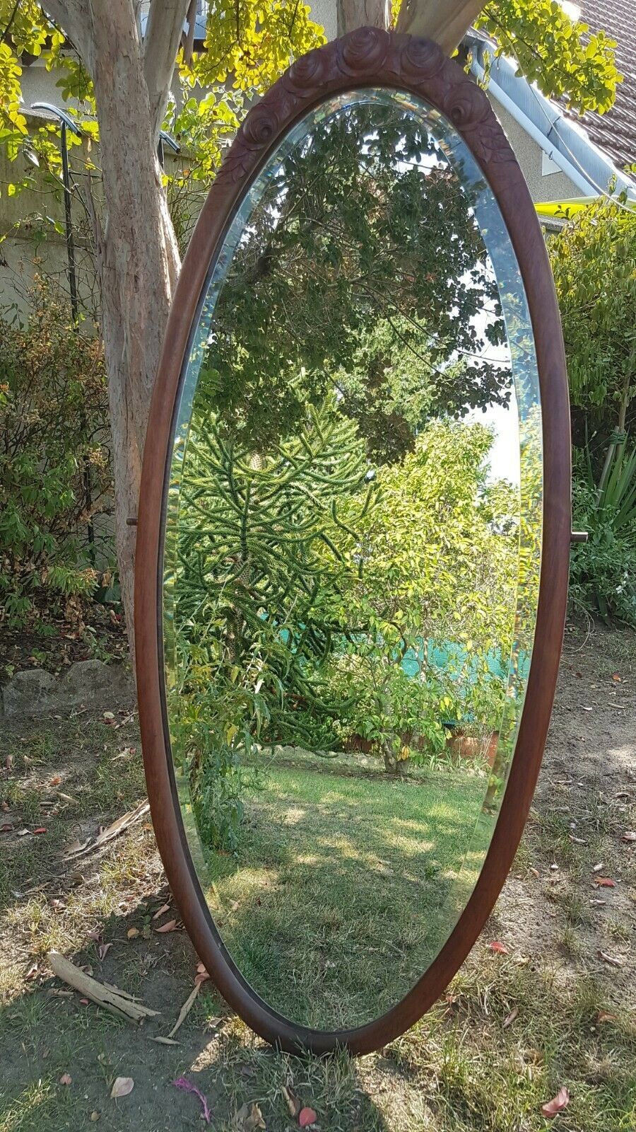 Oval mirror from a 1930s dressing table H138.50 x W 60.50 cm