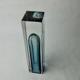 Blue grey cubic sommerso vase by seguso, murano, Italy, 1970