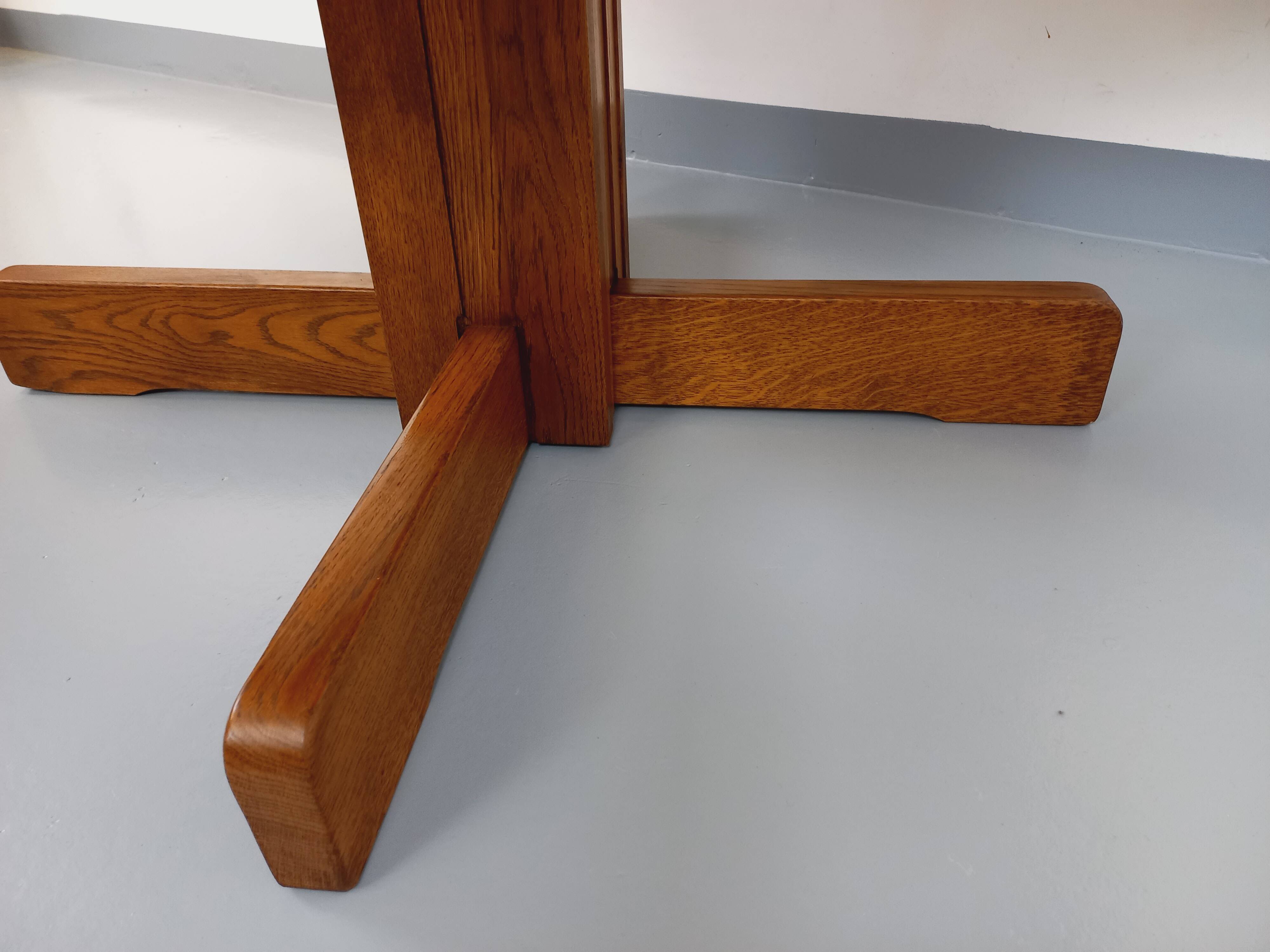 Vintage 80s hexagonal dining table in oak wood