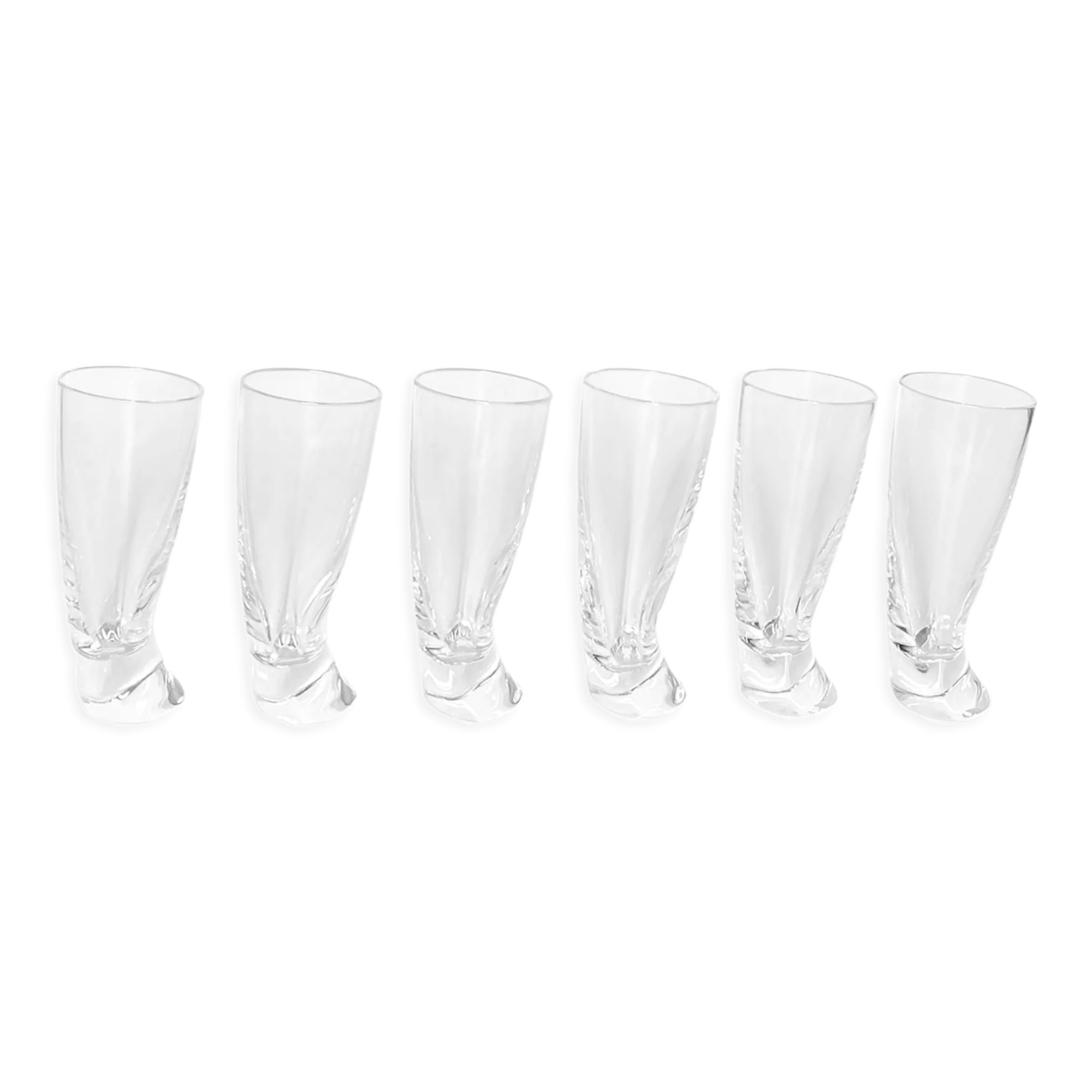 6 verres à liqueur 'Touch Glass' par Angelo Mangiarotti pour Cristalleria Colle 1991