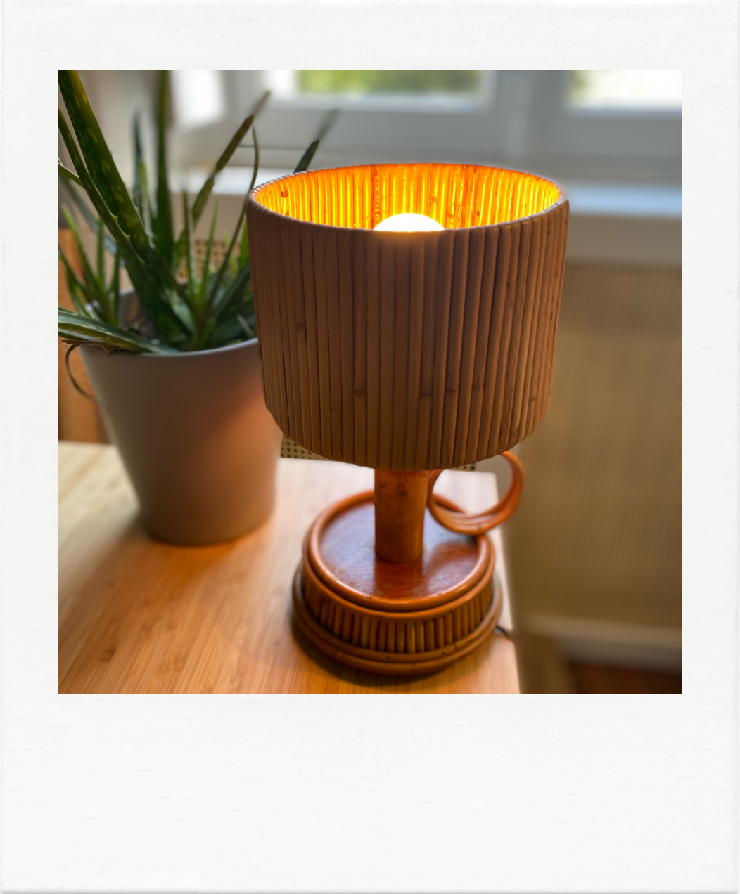 Lampe rotin années 60