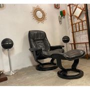 Armchair relaxation leather & footrest Stressless model Ekornes vintage 1980