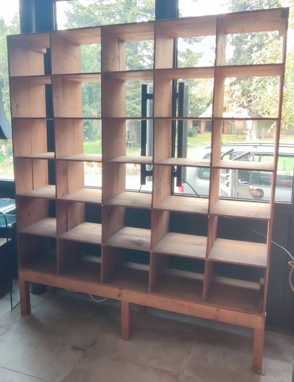 Large industrial-style shelving unit