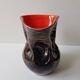 Ceramic vase Pearly black / red Free form - 60s design signed L Bro