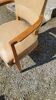 Office armchair from the 50s in beech tinted sycamore and moleskine