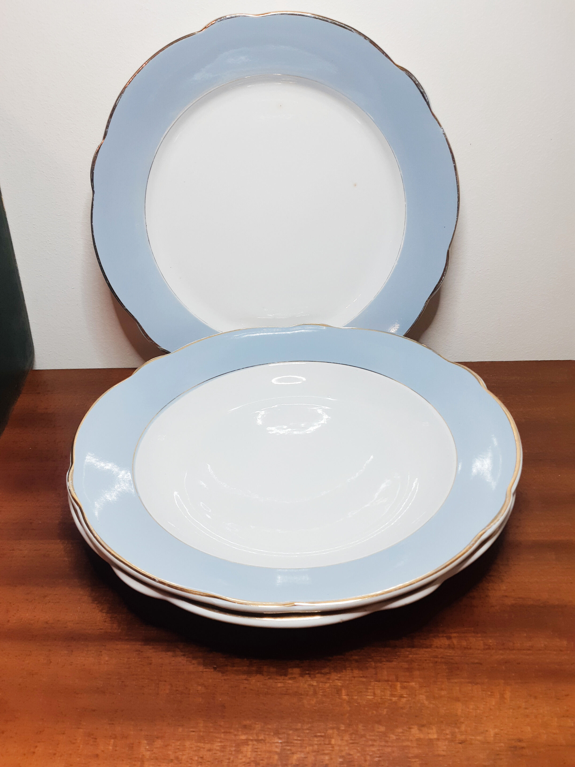 Round faience serving dishes from Lunéville KG, antique French, 50s