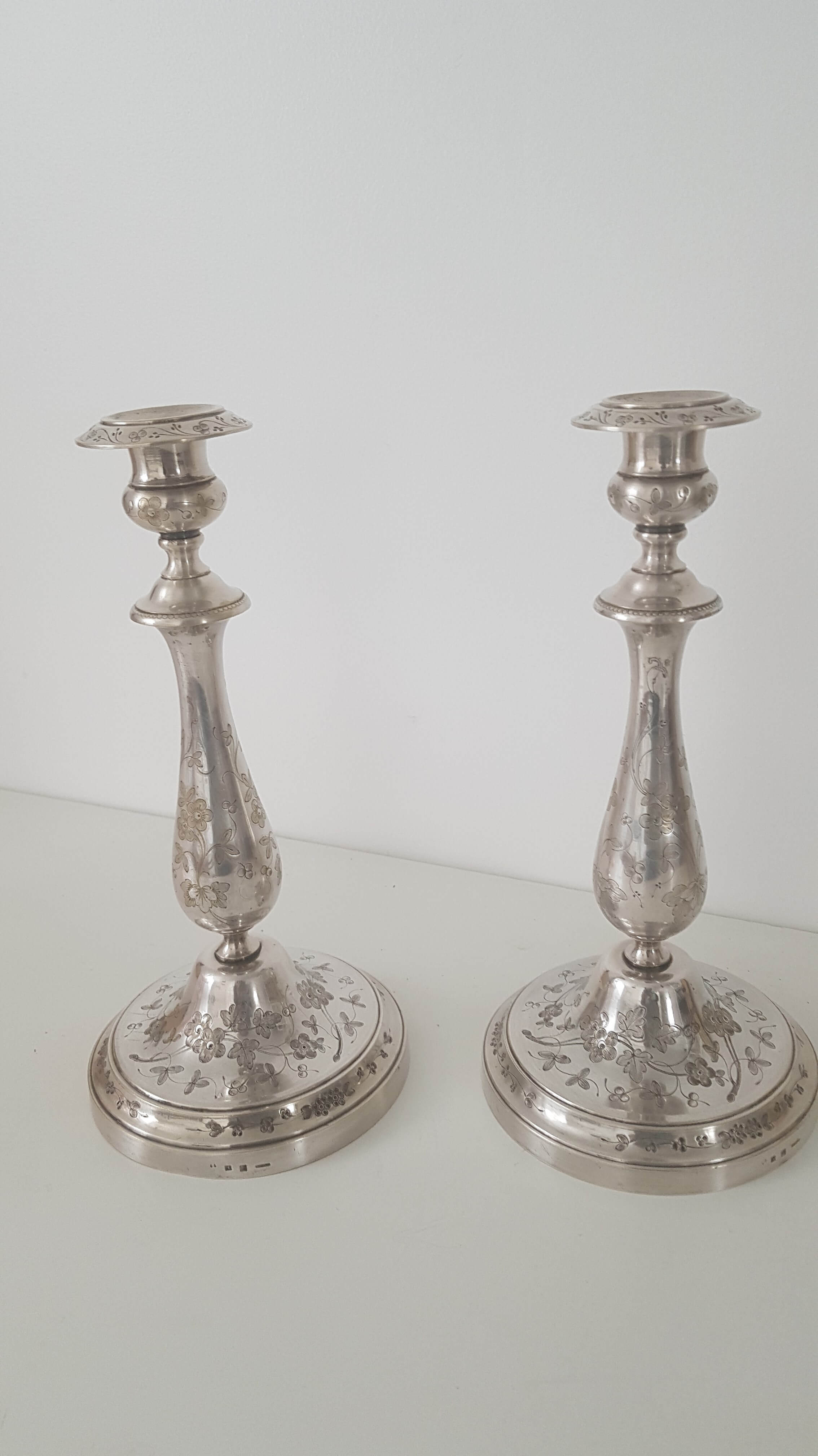Pair of old candlesticks silver metal Christopfle