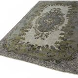 Overdyed Wool Vintage Handmade Carved Rug 170 cm x 290 cm