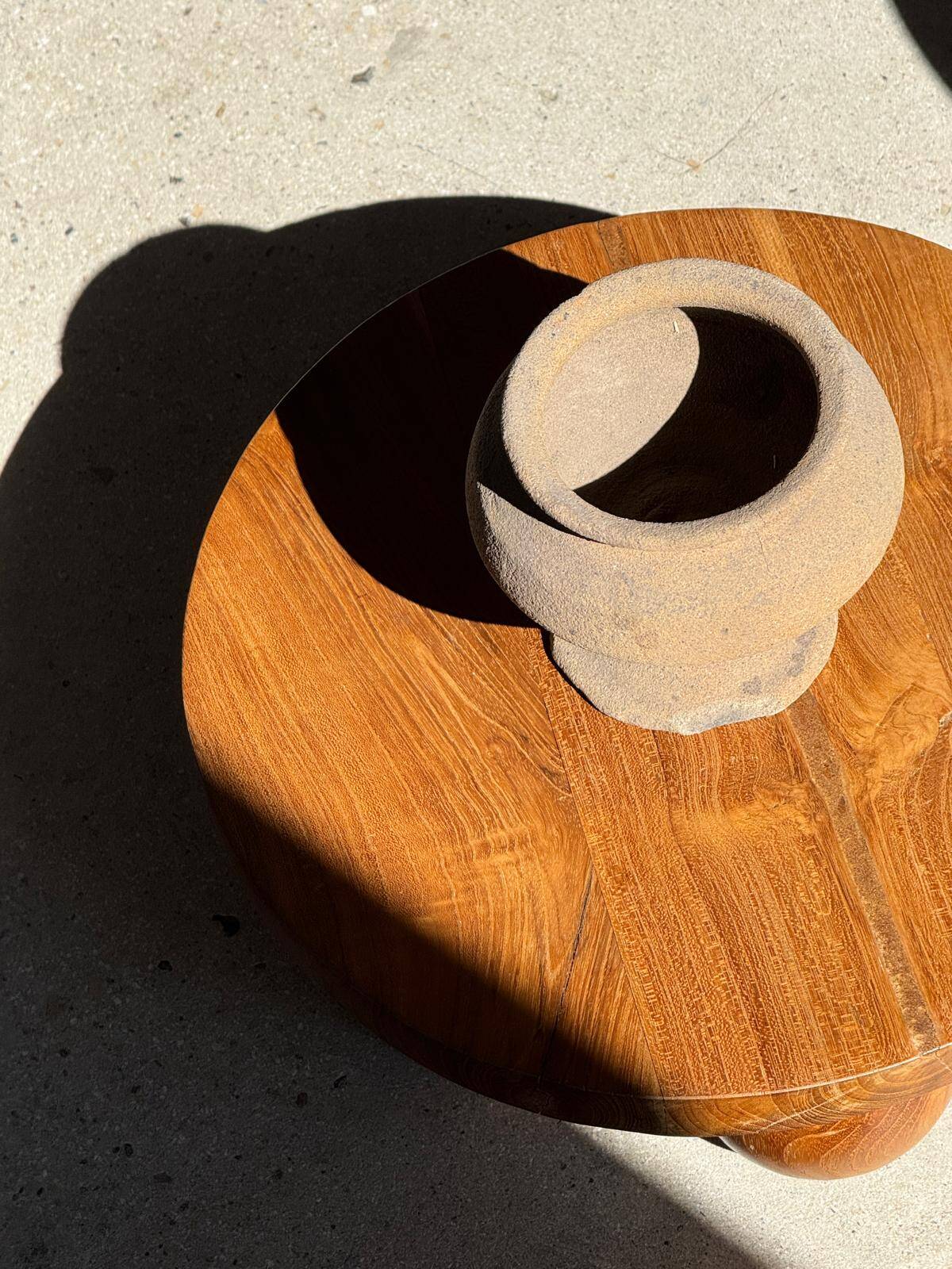 Petrified wood catchall or dish in light grey with rings D27x25 -3320