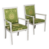 Antique lacquered wooden armchairs with decorations, Italy, 20th century