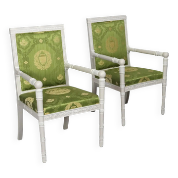 Fauteuils anciens en bois laqué avec décorations, Italie, XXe siècle
