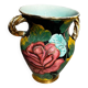 Vintage vase with floral decoration, Vallauris ceramic, 21 cm high