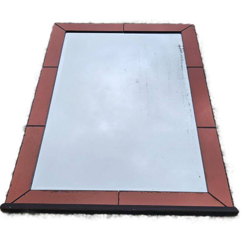 Amber-Colored Mirror with Visor, Jacques Adnet Style, Circa 1950