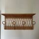 Vintage rattan coat rack wall shelf