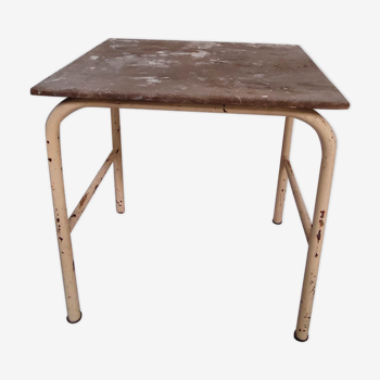 Workshop table wooden top metal base