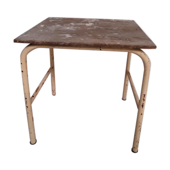 Workshop table wooden top metal base