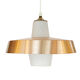 Pendant light in opaline glass with aluminum shade. Sweden 1960s