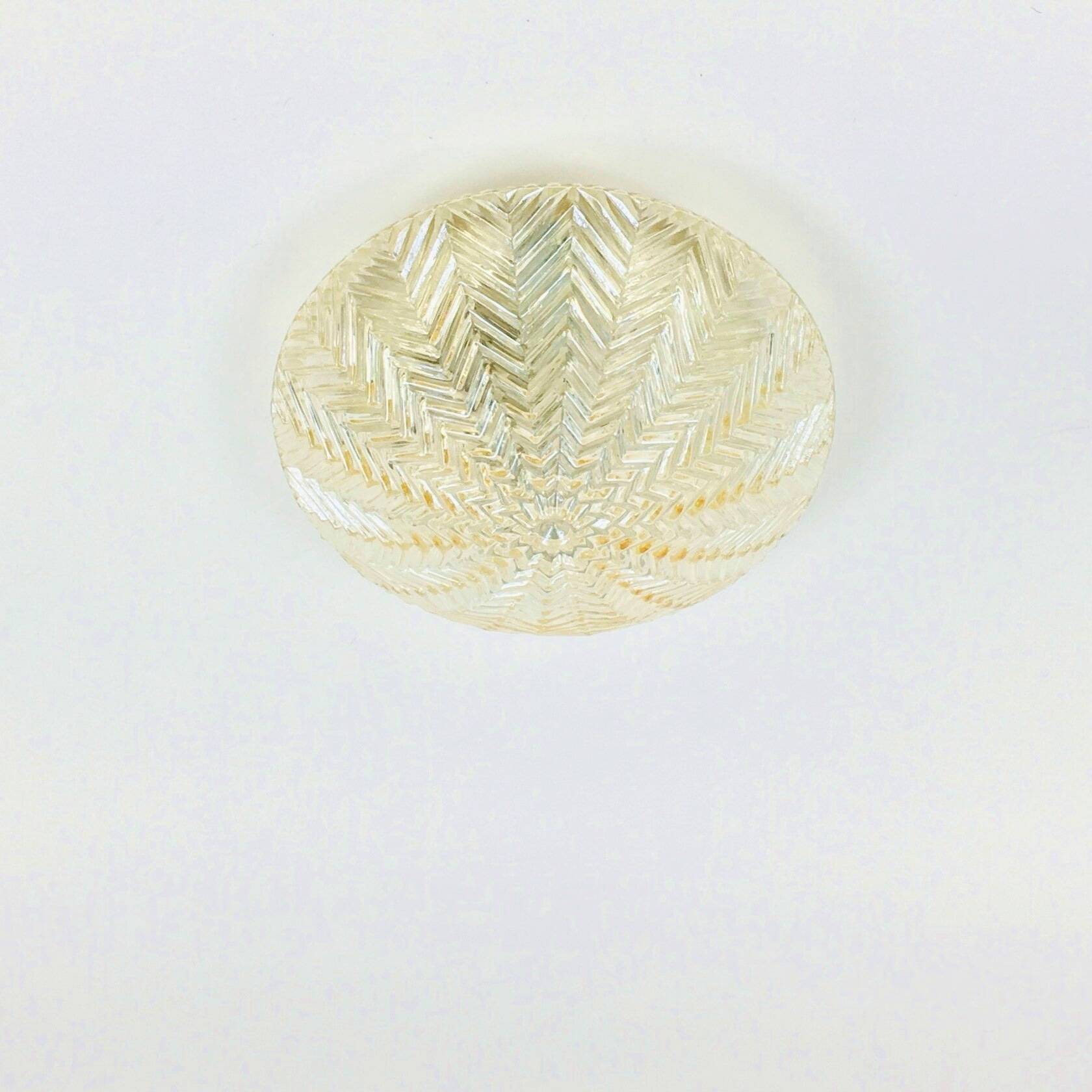 Geometric Amber Glass Wall Light/Ceiling Light from Limburg, Germany, 1970s