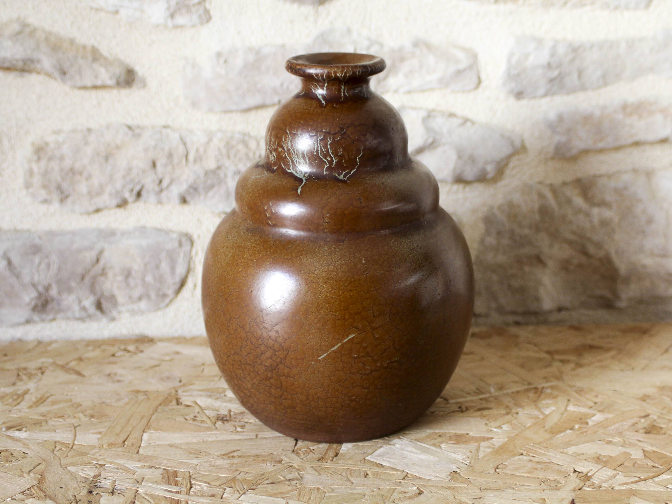 Coloquinte Vase Bordeaux Art Ceramics