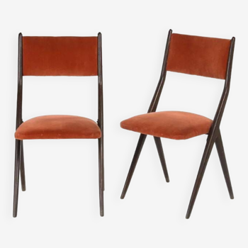 Lot de 2 chaises pieds compas, Modèle Thames par  Gaetano & Alessandro Besana