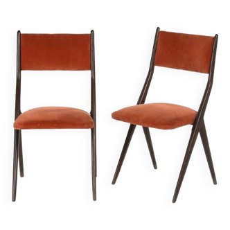 Set of 2 compass foot chairs, Thames model by Gaetano & Alessandro Besana