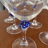 Set de 6 verre a vin luminarc made in france vintage verre avec boule en verre soufflé bleu