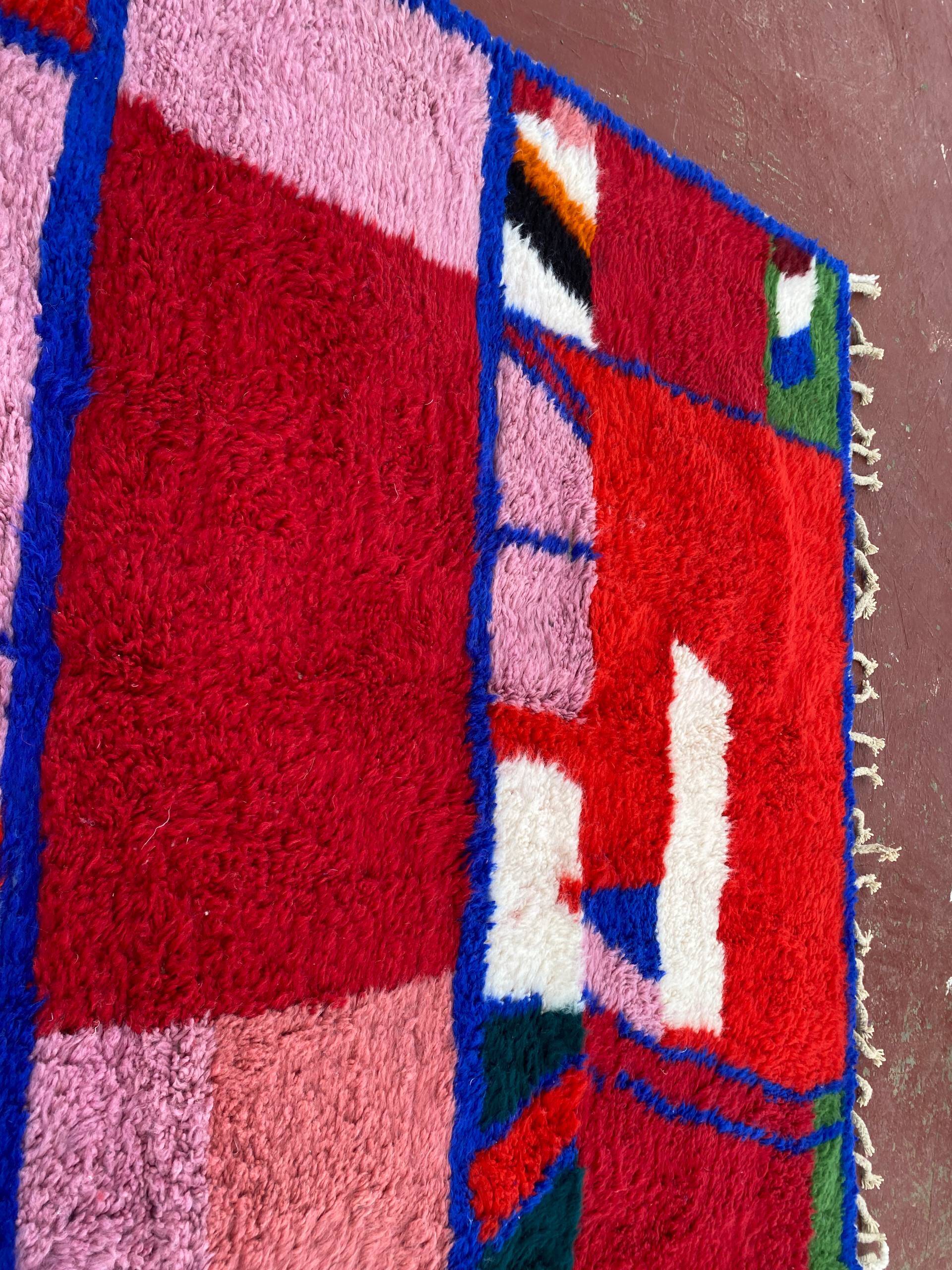 Contemporary Beni Ouarain Rug 300x200 cm – Multicoloured Abstract Patterns