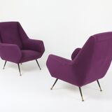Pair armchairs with purple padding