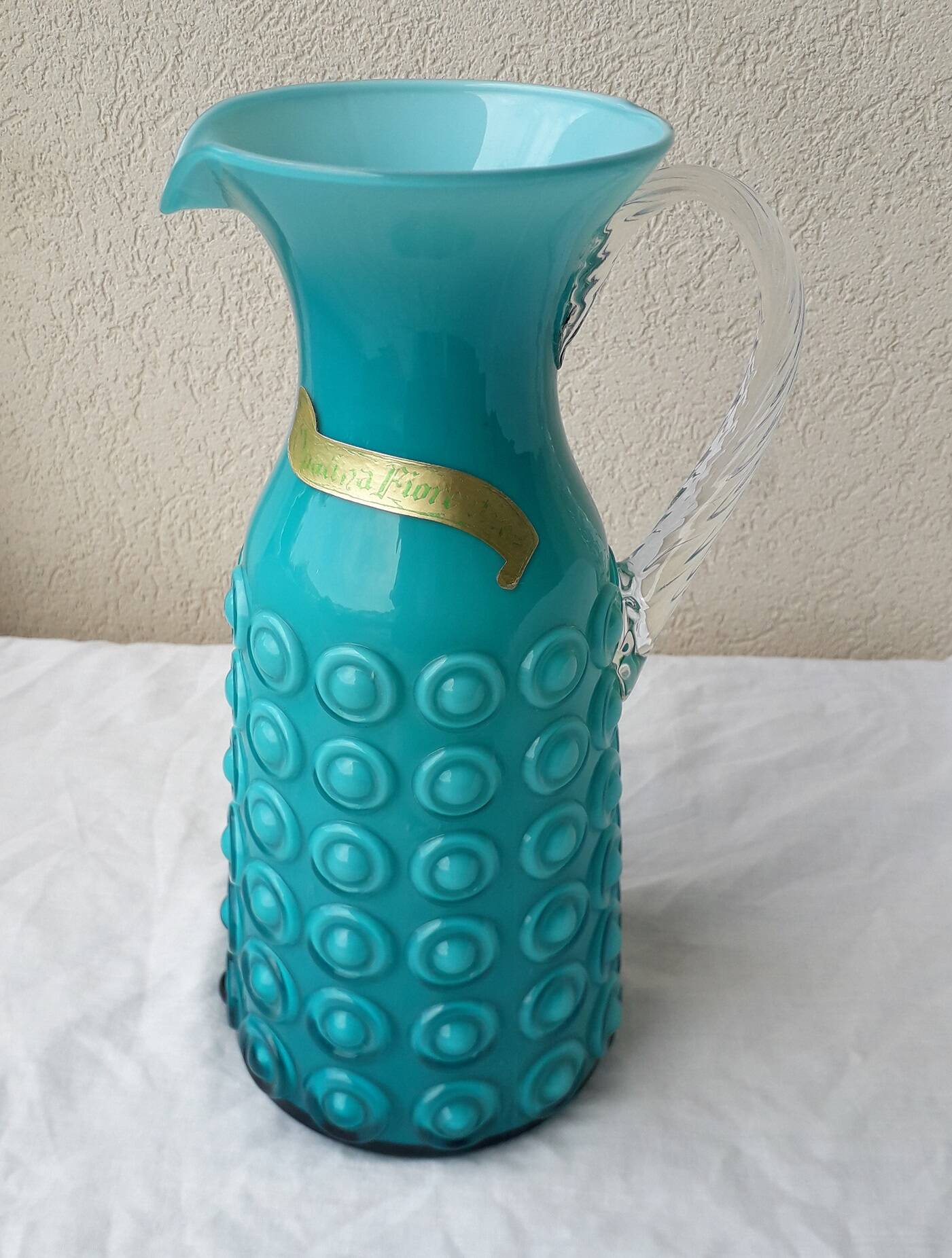 Pichet en opaline italienne turquoise