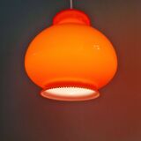 Trio of vintage orange opaline pendant lights, 1960-70