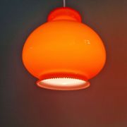 Trio de suspensions vintage en opaline orange, 1960-70