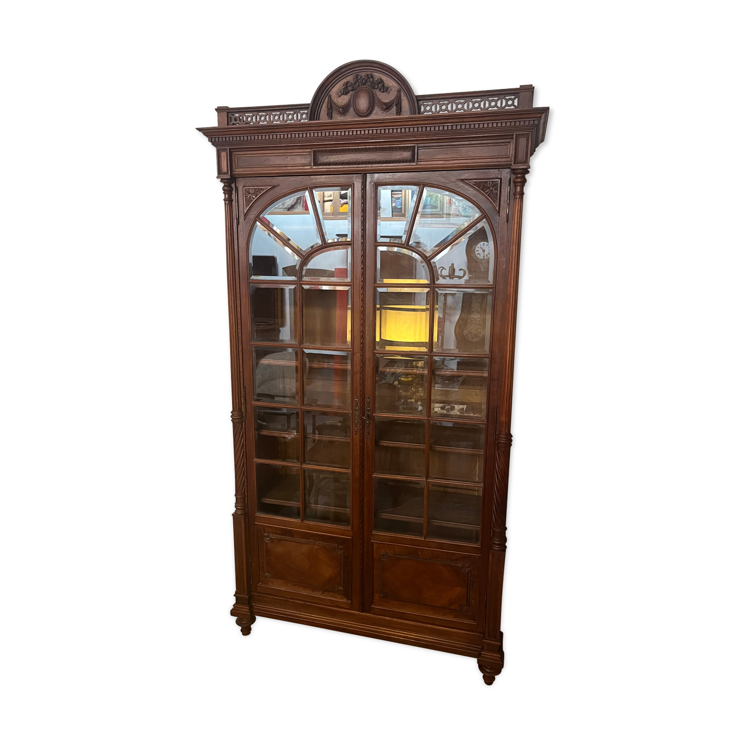 Louis XVI style beveled glass bookcase