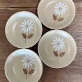 4 plates Autumn stoneware with daisy pattern
