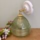 Vintage art deco tulip wall lamp in green and gold glass