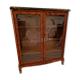 Napoleon III display cabinet in marquetry, Louis XV style, black marble, gilded bronze.