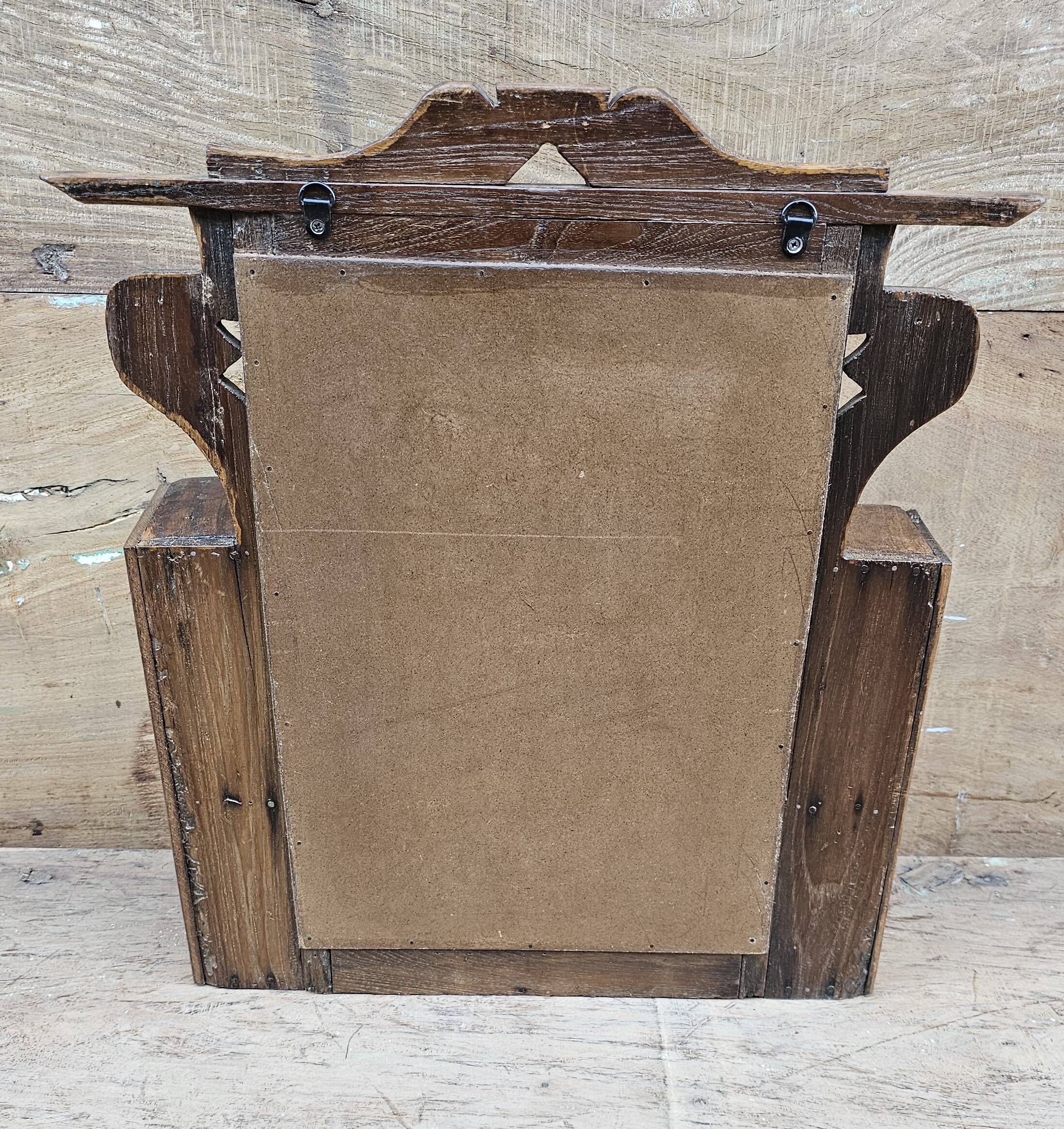 Antique mirror - Art Deco shelf in Burmese teak