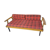 Canapé daybed vintage 50's scandinave tissus ecossais
