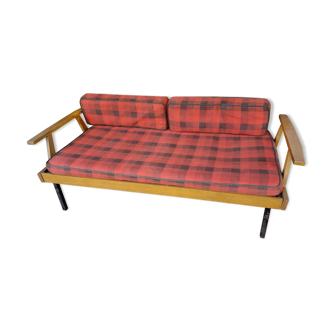 Canapé daybed vintage 50's scandinave tissus ecossais
