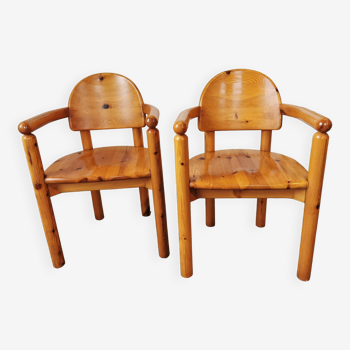 Pair of Rainer Daumiller armchairs in solid pine