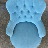 Fauteuil crapaud velours bleu