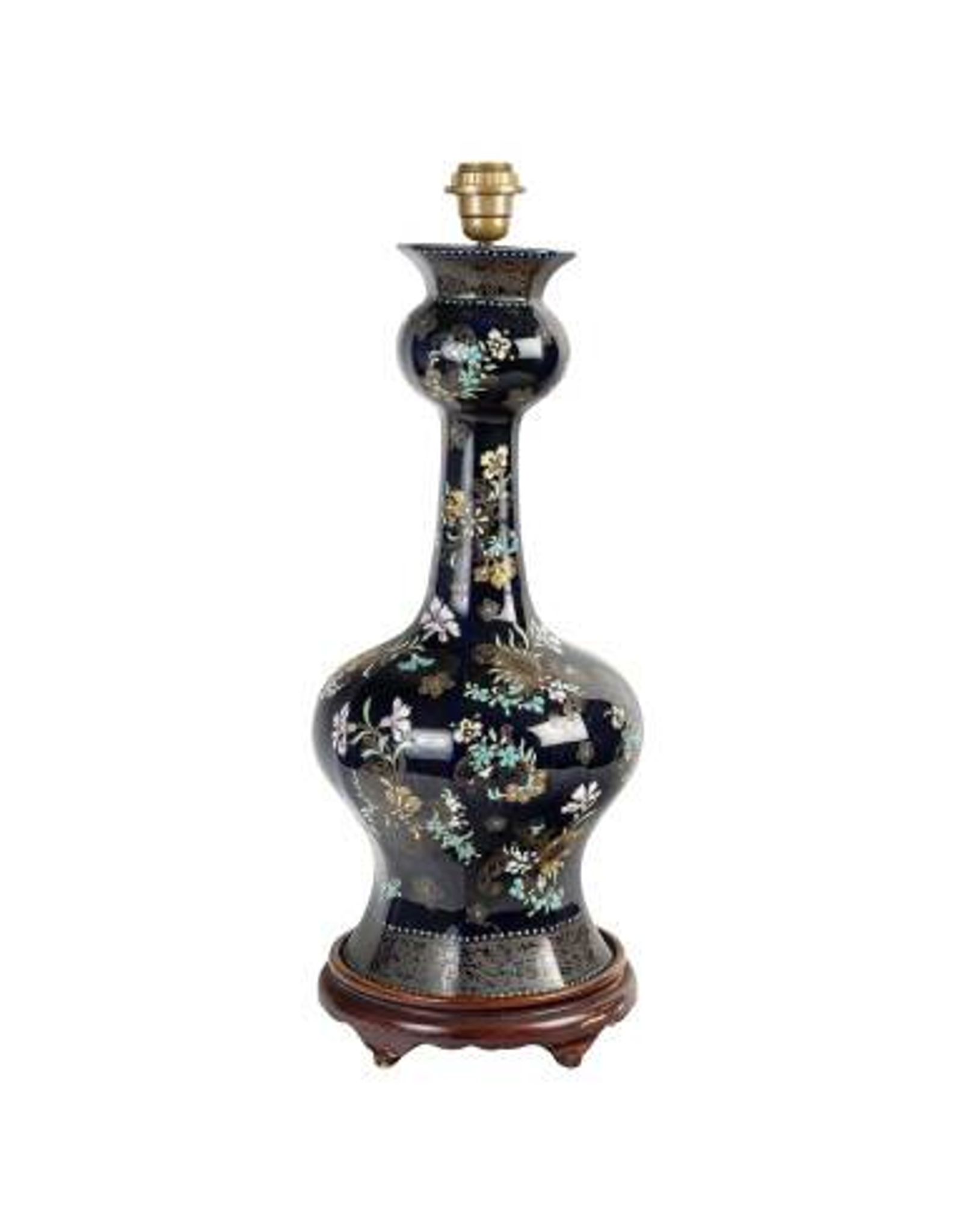 Enamelled porcelain table lamp base, 19th century, Napoleon III period.